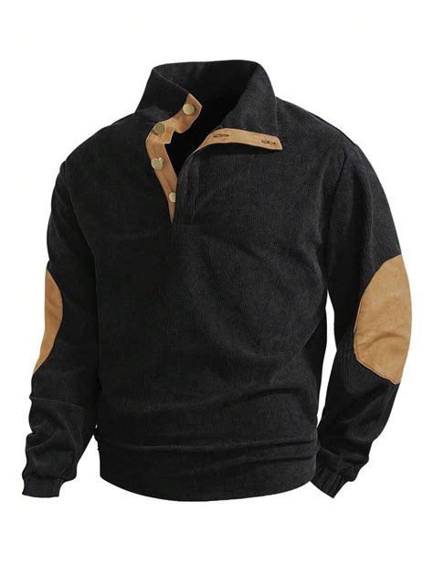 Manfinity Homme Sudadera De Hombre De Pana Con Cuello Alto Y Colores