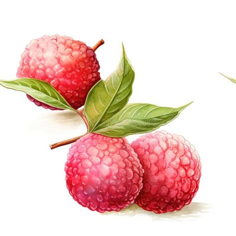 Watercolor Lychee Isolated Aquarelle Litchi Tropical Fruit Cut