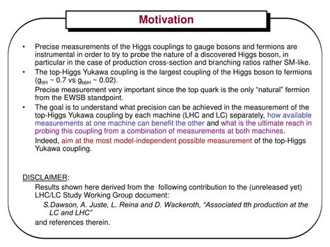 PPT Top Higgs Yukawa Coupling Measurements At The LC And LHC