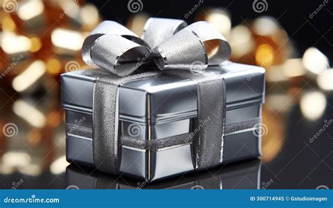 Shiny Gift Box Wrapped In Gold Glitter Generated By AI Stock Image