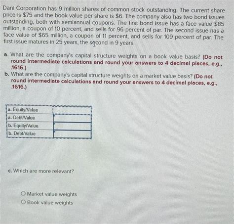 Solved Dani Corporation Has Million Shares Of Common Stock Chegg