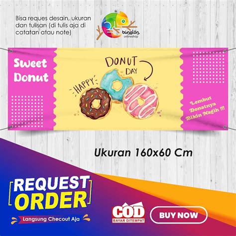 Jual Spanduk 160x60 Banner Sweet Donat Custom Desain Shopee Indonesia