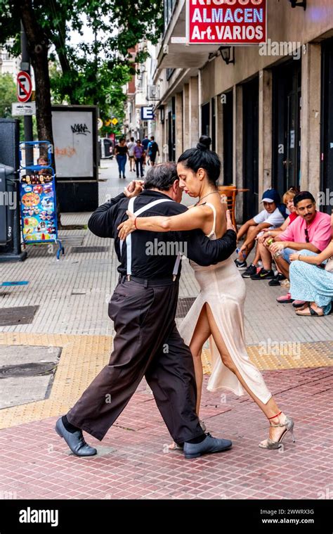 Two Senior Tango Dancers Dancing In The Street San Telmo District