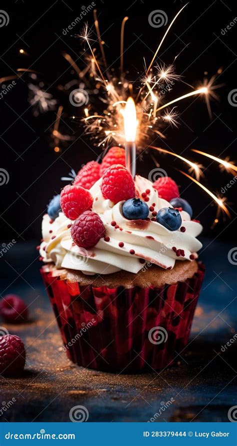 A Modern Cupcakes With Sparkler Decoration For Bastille Day Of France