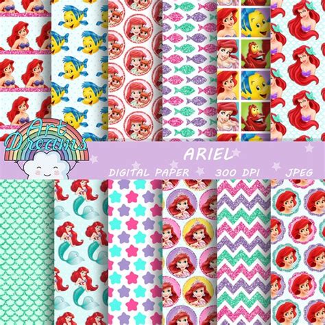 Ariel Digital Paper Printable Scrapbooking Background Etsy