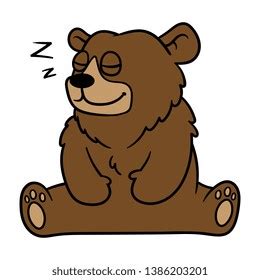 Cartoon Lazy Grizzly Bear Sleeping Stock Vector Royalty Free 1386203201