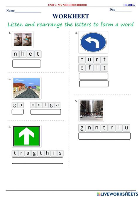 English 6 Unit 4 My Neighbourhood Vocabulary 2 Writing