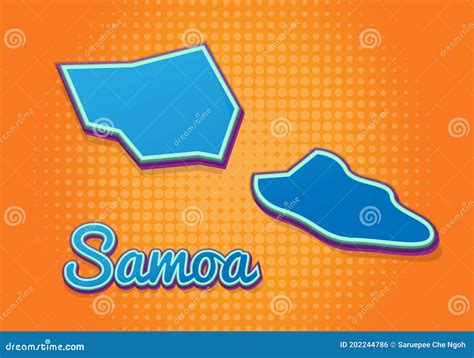 Mapa Retro De Samoa Con Fondo De Semitono Icono Del Mapa De Dibujos