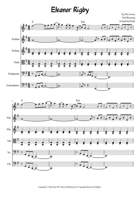 Eleanor Rigby Arr Lkmusic By David Cook Sheet Music For String