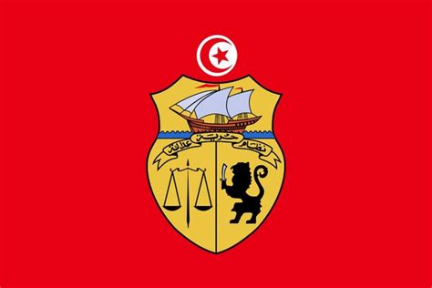 Premium Photo The Official Current Flag And Coat Of Arms Of Tunisian