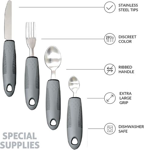 Easy Grip Cutlery Set For Disabled And Elderly Extra Wide Handles