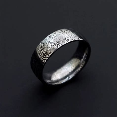 Genuine Stainless Damascus Steel Mens Ring Pd13 Etsy