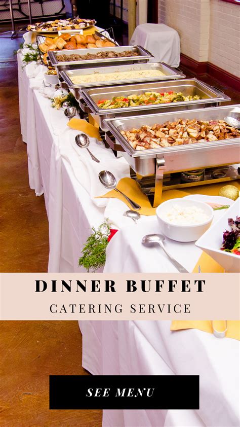 A Buffet Table With Many Different Types Of Food On It And The Words