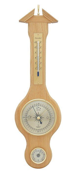 Banjo Weather Station Barometer Thermometer Hygrometer Solid Oak 18 In