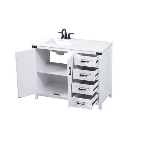 Elegant Decor Home Furnishing 42 In White Undermount Single Sink Bathroom Vanity With Ivory