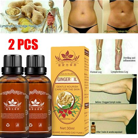 2 Pack Ginger Massage Oil 100 Pure Natural Lymphatic Drainage Ginger