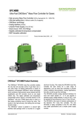 Datasheet Mass Flow Meter Em1 For Gases Sensirion Pdf Catalogs Technical Documentation