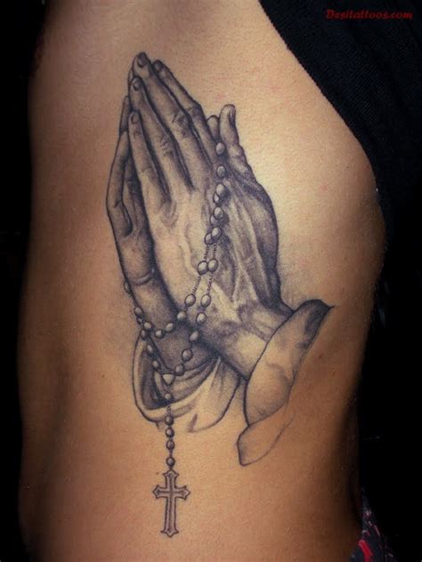 Praying Hands With The Rosary Tattoo