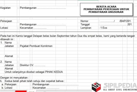 Contoh Format Berita Acara Pembayaran Sipilpedia