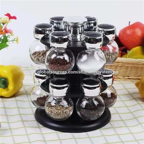 Buy Wholesale China 12pcs Glass Spice Bottle Spice Rack With Metal Coat