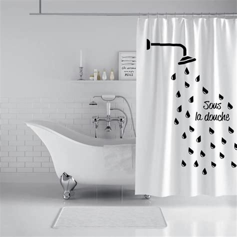 Rideau De Douche Anti Moisissure X Cm Sous La Douche Noir Blanc