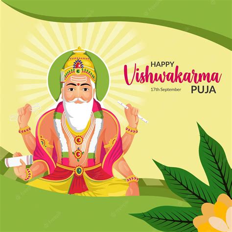 Premium Vector Banner Design Of Hindu God Happy Vishwakarma Puja An