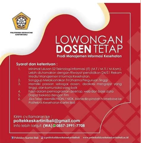 Lowongan Kerja Dosen Tetap Prodi Manajemen Informasi Kesehatan Di