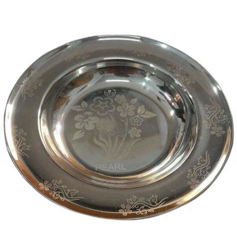 Silver Printed Pearl Stainless Steel Soup Plate For Home Size 8inch