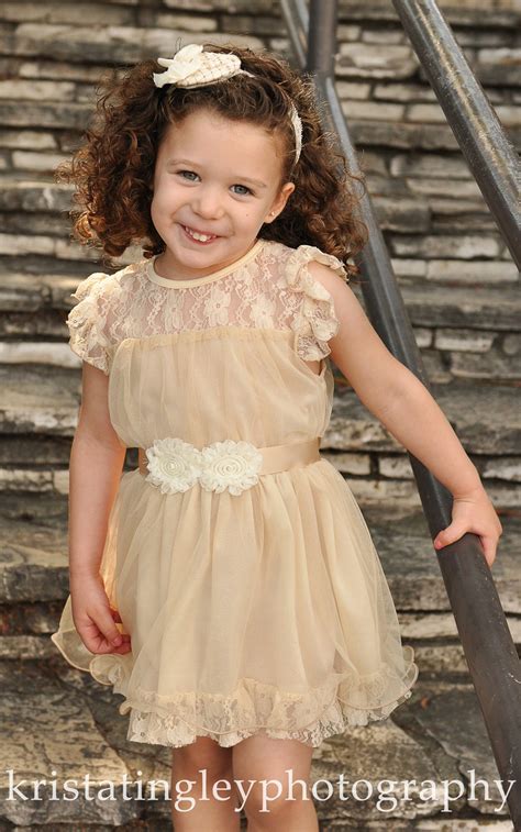 The Original Olivia Vintage Beige Flower Girl Lace Dress Made Etsy