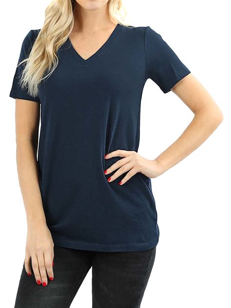 Zenana Women And Plus Size Cotton V Neck Short Sleeve Casual Basic Tee