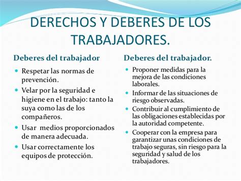 Derechos Y Deberes De Los Trabajadores Derecho Laboral La Seguridad