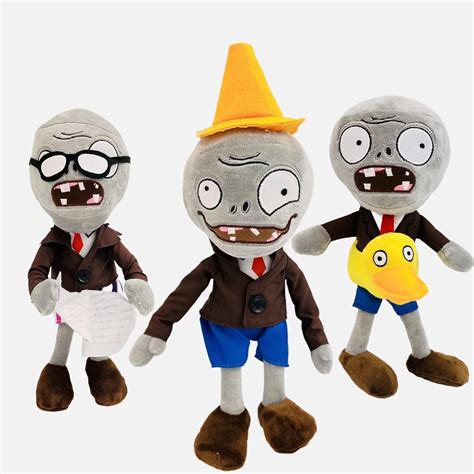 3pcs Plants Vs Zombies Plush Zombie Plush Toys Ducky Zombie Newspaper Zombie And Conehead Zombie