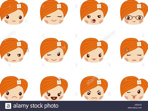 Emoji Set Of Girls Avatar Collection Stock Vector Image And Art Alamy