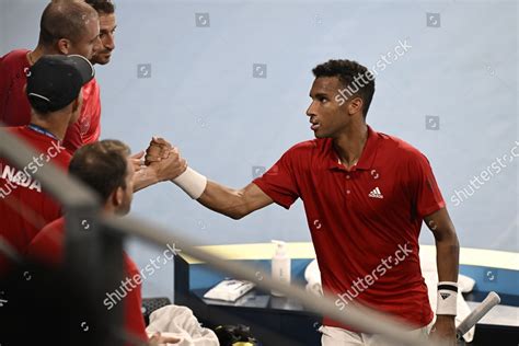 Felix Augeraliassime Team Canada Celebrates Teammates Editorial Stock