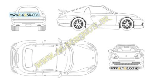 بلاک اتوکد ماشین پورشه باکستر دانلود رایگان بلاک های اتوکد
