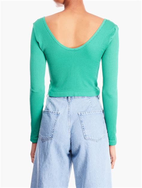 Myrunway Shop Rfo Green Ribbed Long Sleeve Top For Women From