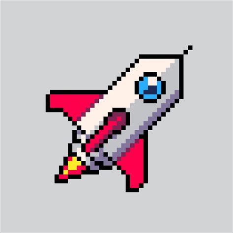 Pixel Art Illustration Rocket Pixelated Rocket Rocket Space Icon