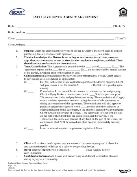 Free Printable Agency Agreement Templates Word Pdf Simple