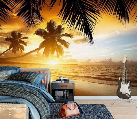 3D Beach Sunset 1751 Wall Murals | AJ Wallpaper