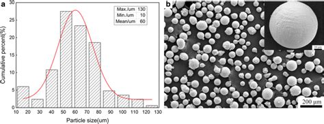 Sem Image Showing A The Particle Size Distribution And B The