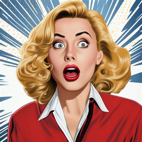 Premium Photo Surprised Blonde Woman Pop Art Comic Illustration In