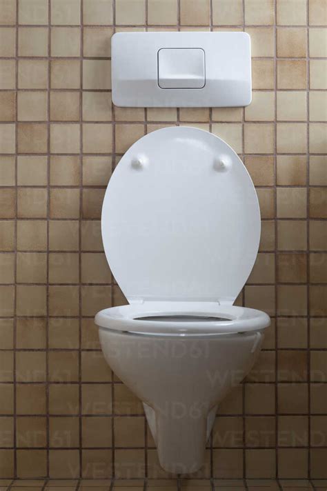 Toilet With Open Toilet Lid Stock Photo