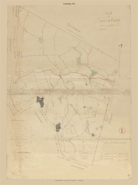 Lunenburg Restored Massachusetts Old Town Map Reprint Roads