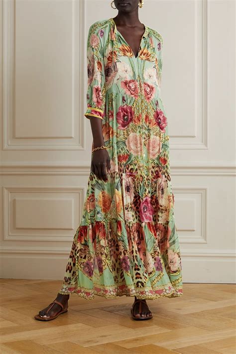 Camilla Crystal Embellished Printed Silk Crepon Maxi Dress The Outnet