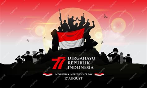 Selamat Hari Kemerdekaan Indonesien Dirgahayu Republik Indonesien Ke 77 Vektorillustration