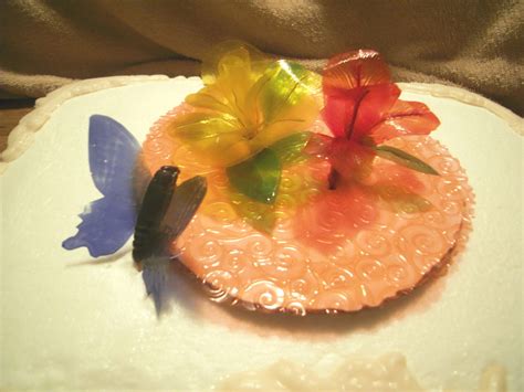 Cake With Gelatin Flowers And Gelatin Butterfly