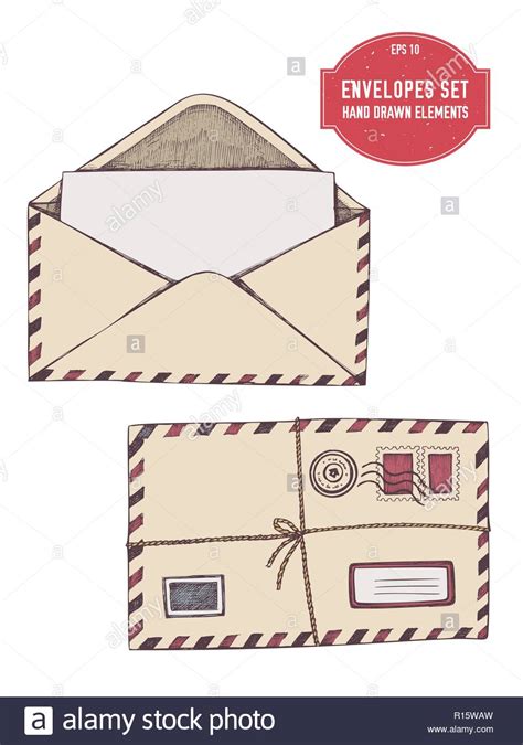 Vector Collection Of Hand Drawn Envelopes Stock Vector Image And Art Alamy