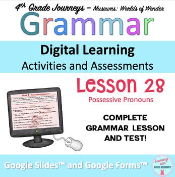 POSSESSIVE PRONOUNS Practice Activities And Test Lesson 28 Grade 4