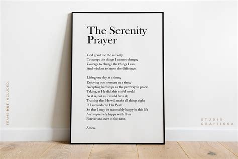 The Serenity Prayer Serenity, Courage and Wisdom High Quality Art Print Literary Poster ...