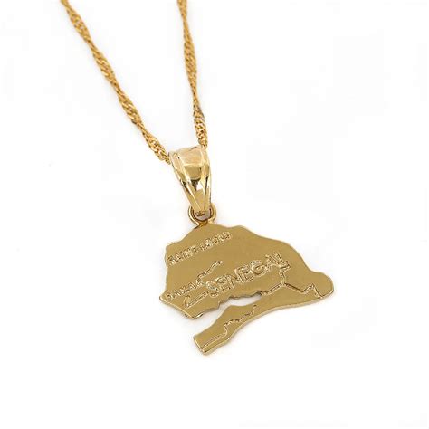 24k Gold Map Couple Name Pendant Gold The Republic Of Senegal Inspired